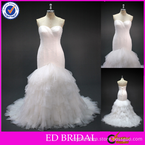 LN171 Gorgeous ruched bodice cheap price real sample mermaid plus size wedding dress